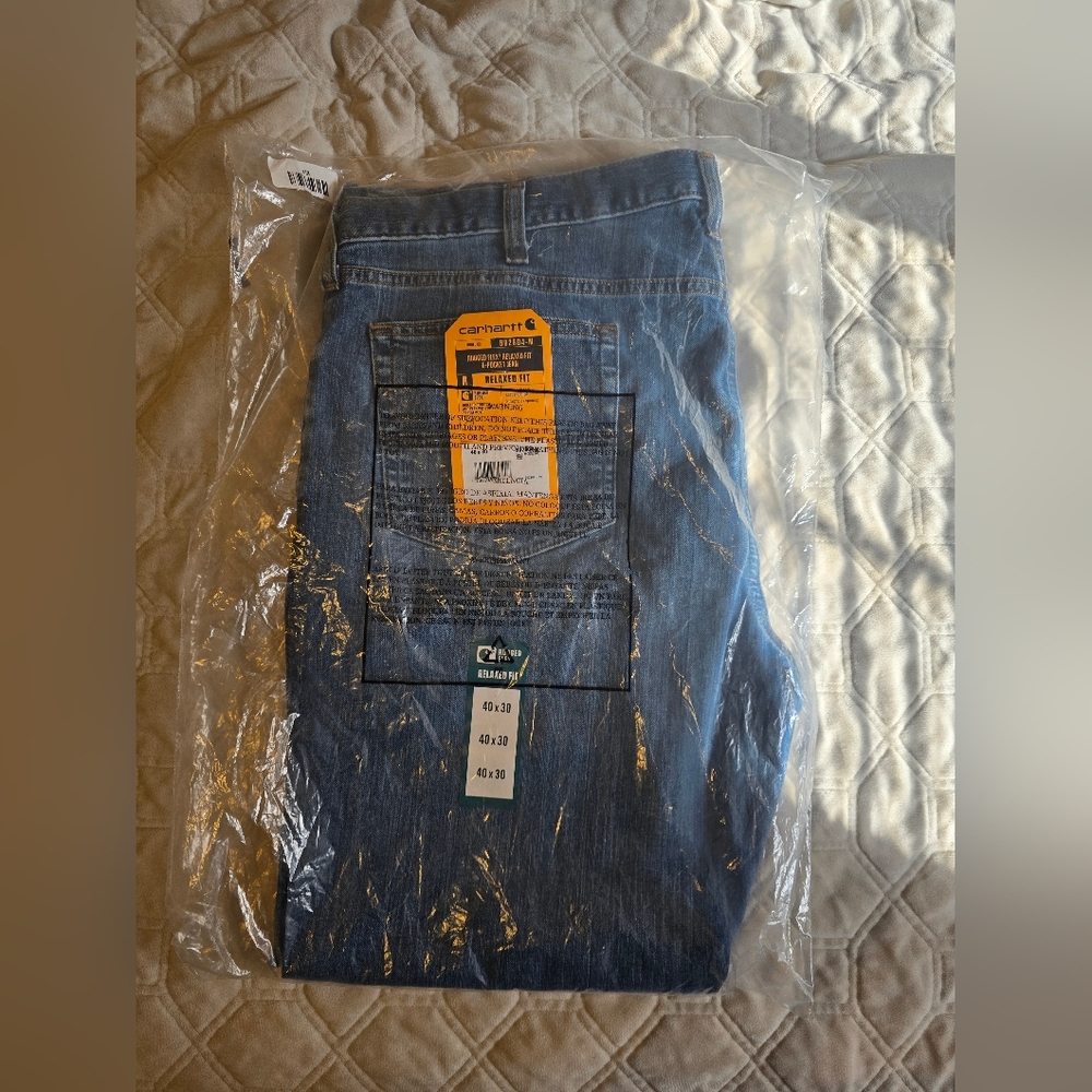Carhartt Rugged Flex Big Men's 40×30 Coldwater Blue Relaxed Fit Jeans 5 Pocket